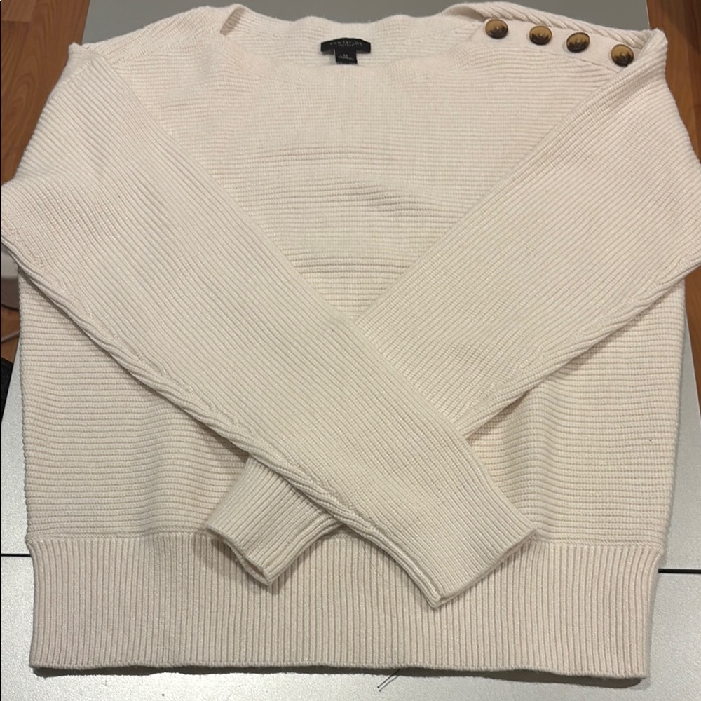 Elegant Cream Sweater with Button Detail